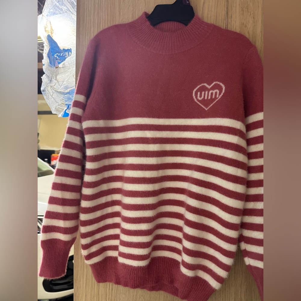 Women's Striped Sweater - Red and White